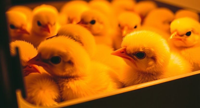 Küken schlüpfen im Wärmebett